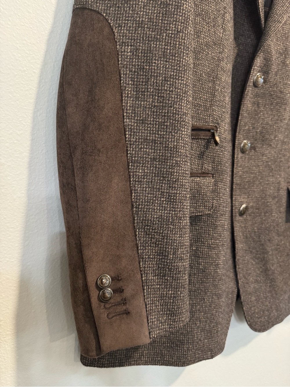 Corneliani ID Herringbone Blazer Classic Sport Coat Jacket Patch Elbow 46R - Picture 5 of 16